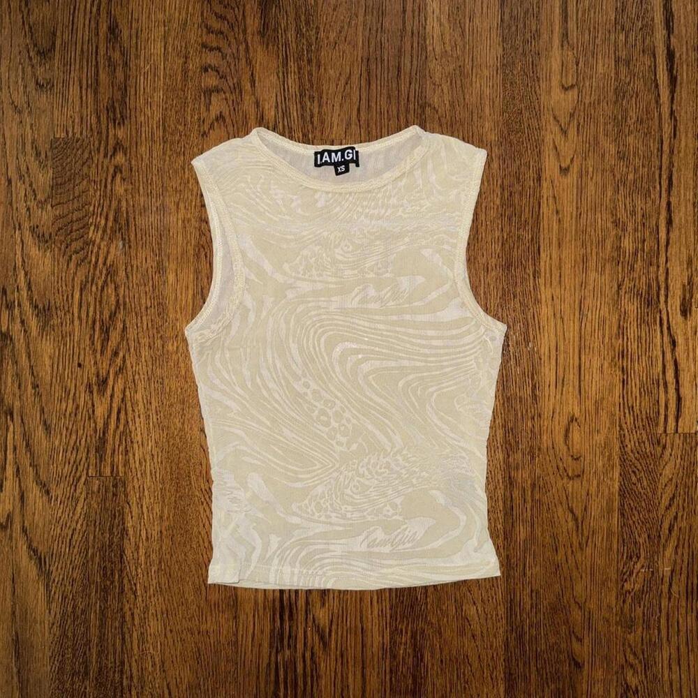 I.AM.GIA Amina Top in a tan burnout mesh and velvet fabric - Picture 5 of 6